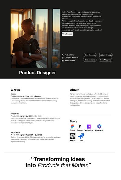 Portfolio Product Designer design portfolio product design ui uiux ux ux design website