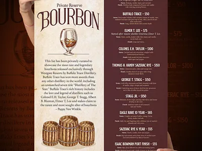 Bourbon Menu design brand brand identity branding graphic artist graphic design hospitality design layout design menu design resort marketing typography