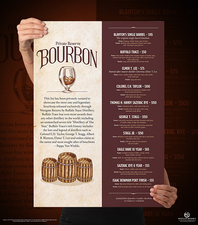 Bourbon Menu design brand brand identity branding graphic artist graphic design hospitality design layout design menu design resort marketing typography