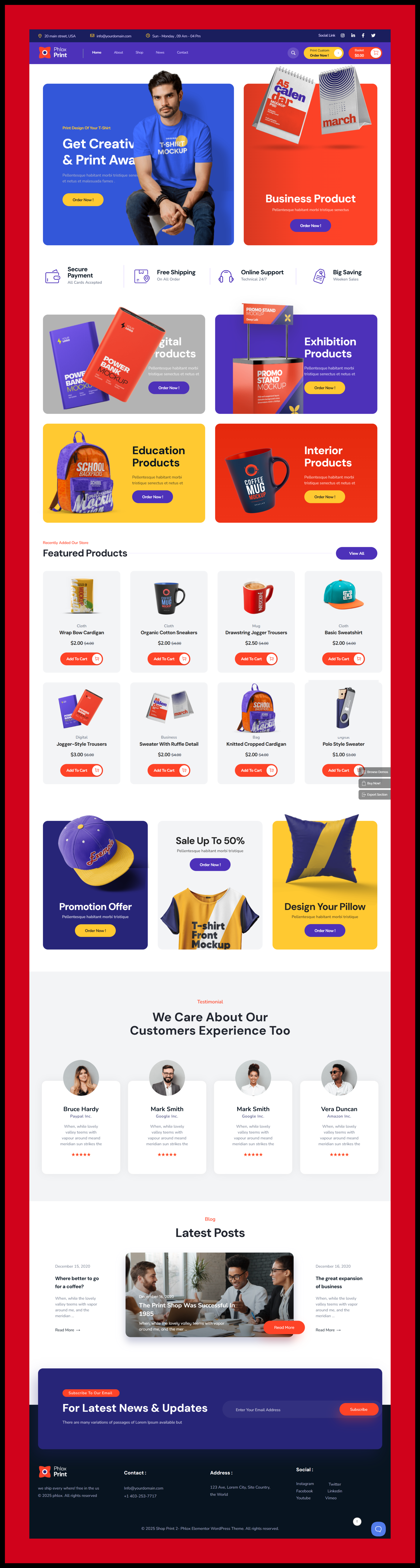 Print Shop E-commerce Website custom merchandise store e commerce print store modern e commerce ui print shop website ui