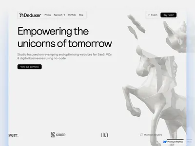 Deduxer - Studio Website 3d 3d animation agency hero hero section portfolio studio unicorn web design website