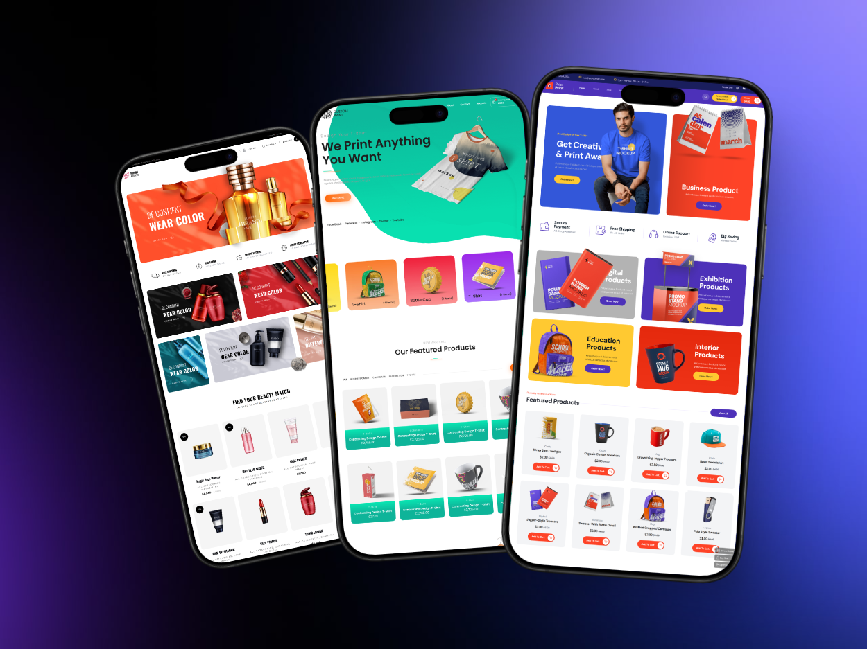 Mobile E-commerce Storefronts beauty product website graphic design mobile e commerce design motion graphics online print shop ui