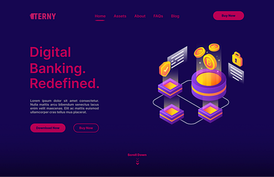 Terny - Landing Page animation app bitcoin crypto currency design digital banking graphic design illustration landing landingpage logo new page typography ui ux vector web design web3