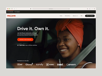 Moove - website design app website interaction design transportation uber ui ui animation vehicle financing website website animation