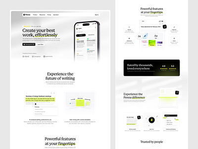 Penna - Landing Page ai app clean design features hero illustration landing page light minimalist mobile morva morva labs product design saas ui ui ux visual web design writing