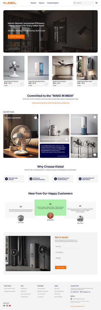 Klebel – Modern Homepage UI for a Home Appliance Brand figma moderndesign webdesign webui