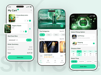 Beauty Skincare Mobile App UI/UX Design app design beauty beauty app beauty product app clean ecommerce fashion illustration ios minimal mobile app mobile app design online shop saas skin skin care app startup store uiux