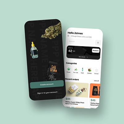 Cannabis mobile app blockchain cannabis defi design mobile uiux web3 website