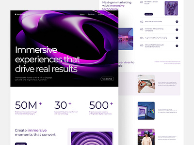 Digital AR Marketing Landing Page ar business design digital marketing digital solutions figma landing page marketing modern startup technology ui ui design uiux user interface virtual virtual reality vr web design website