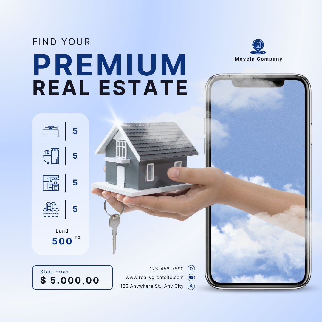 White And Blue Modern Real Estate Instagram Post social media post