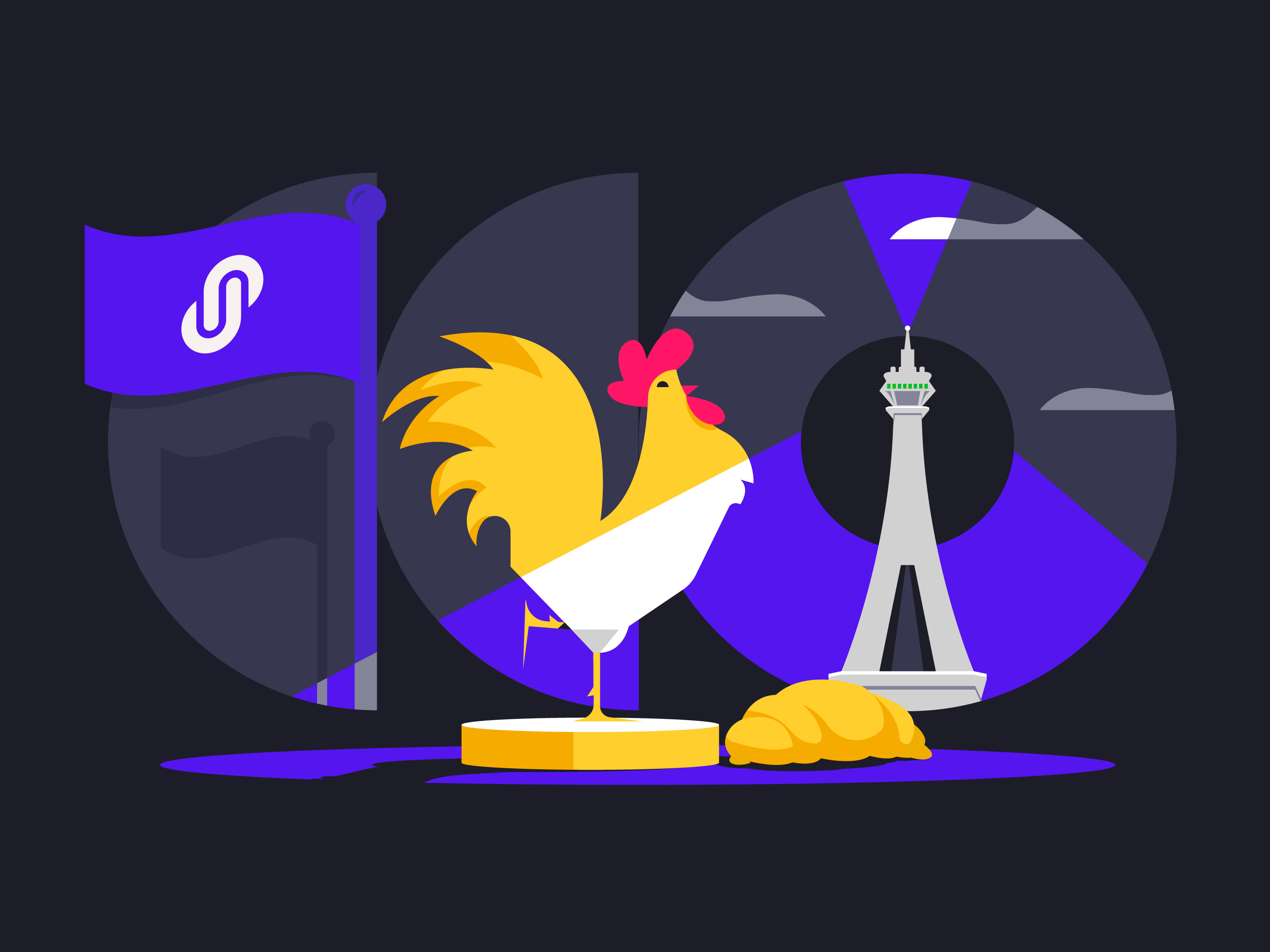 Branding Illustration No 2 branding croissant culture design flag france french graphic design illustrated illustration night pattern payment rooster smart tour eiffel