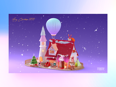 Christmas greeting card design 3d illustration