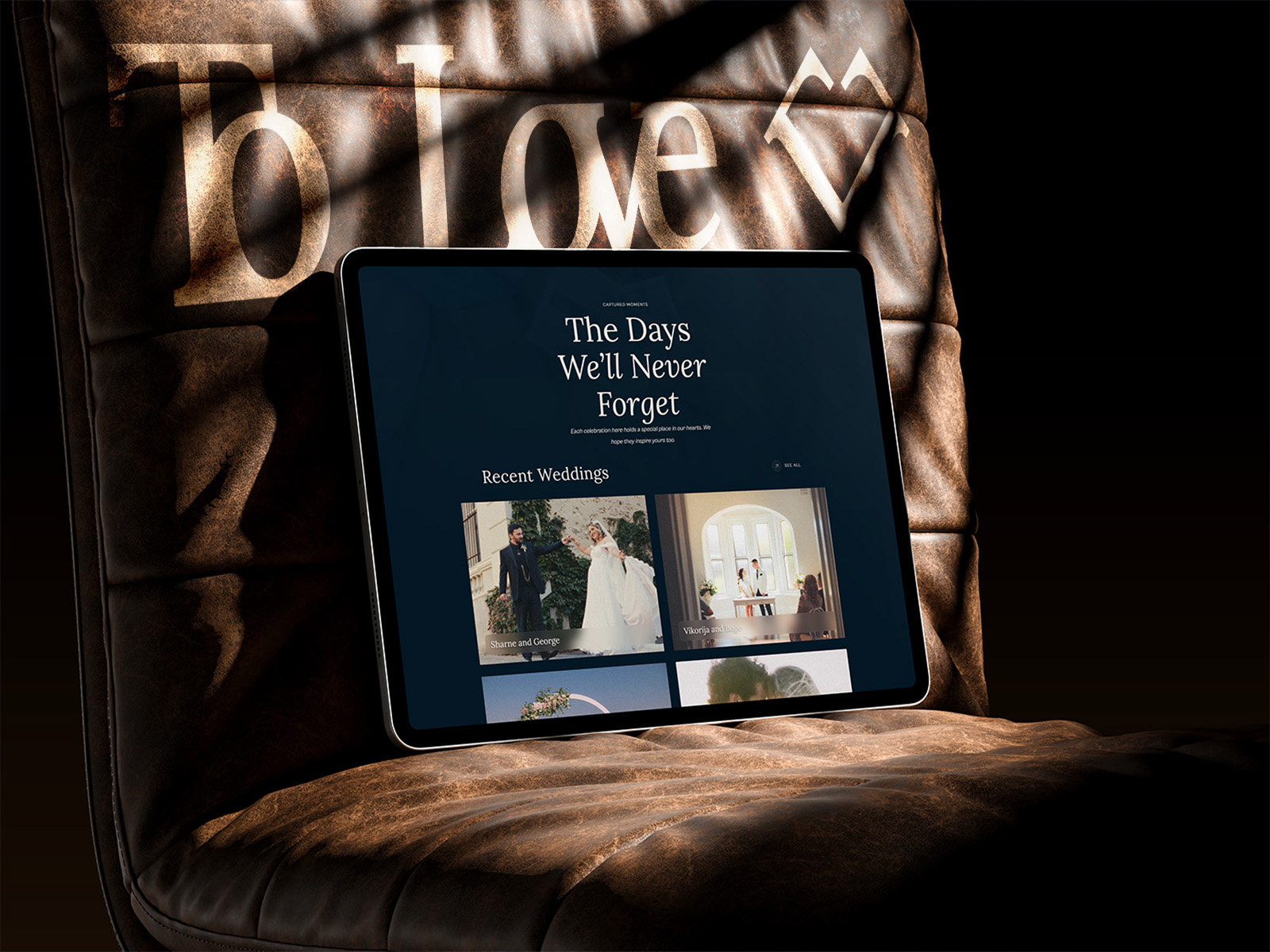 To Love Studio Web Development branding framer web design wedding website