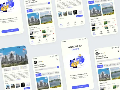 Tripify - Mobile Travel Guide Application 3d animation branding graphic design logo motion graphics ui