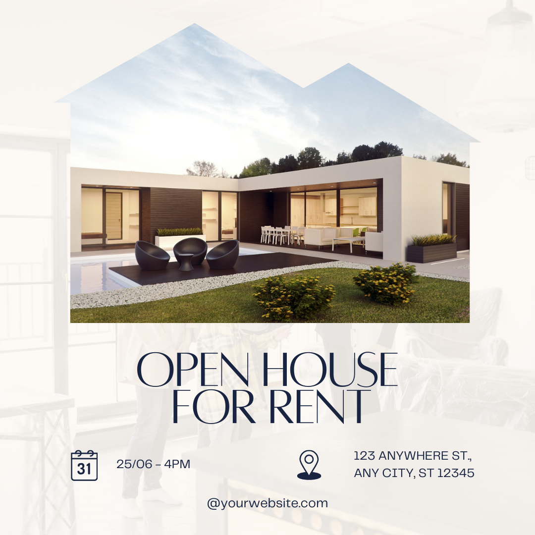 White and Blue Minimalist Real Estate Open House Instagram Post social media post