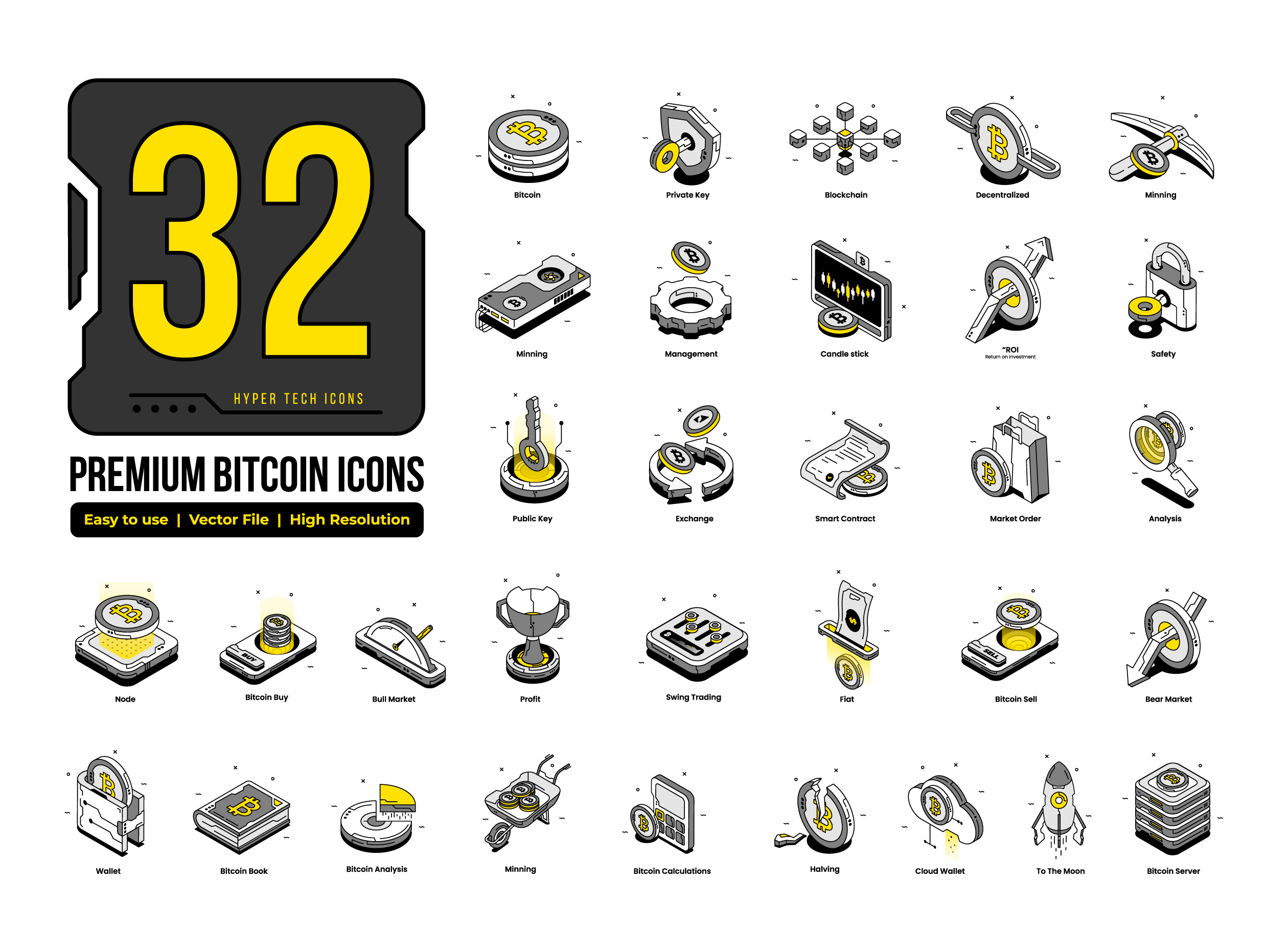 Bitcoin Isometric Icons 3d icon bitcoin business coin crypto currency digital finance icon icon design illustration investment isometric technology webicon websiteicon