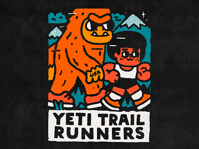 Yeti Trail Runners Print branding cartoon cute design doodle fun graphic design illustration japanese kawaii lettering logo print t shirt typography yeti yeti trail runners