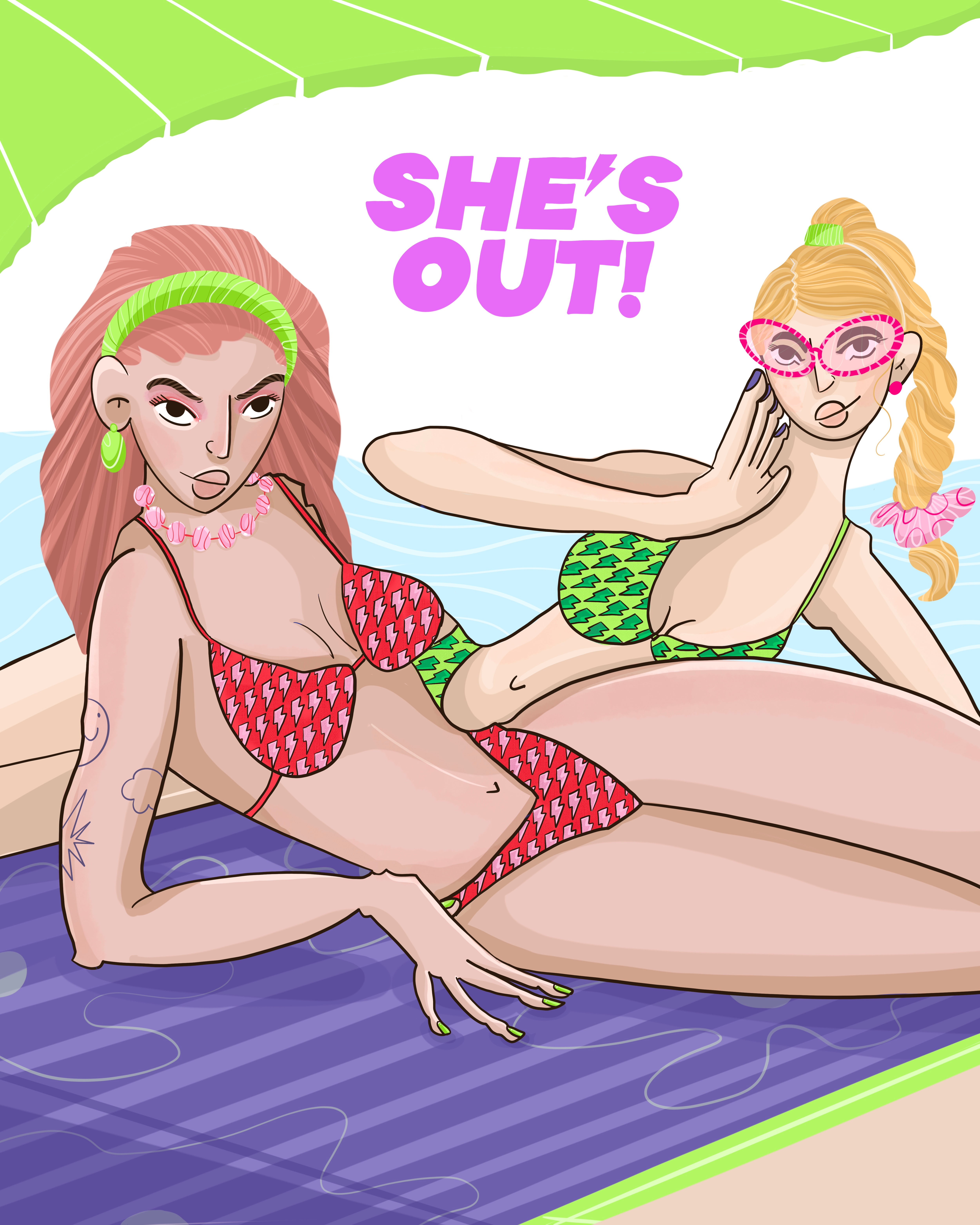 🦀🌞⚡️SHE’S OUT⚡️🌞🐬 art artist character design digital art illustration summer summer girl