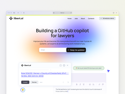 GitHub Copilot Concept ai artificial intelligence augmented autocomplete copilot deep learning documents github gradients law lawyer layout legal light theme model text generation ui web