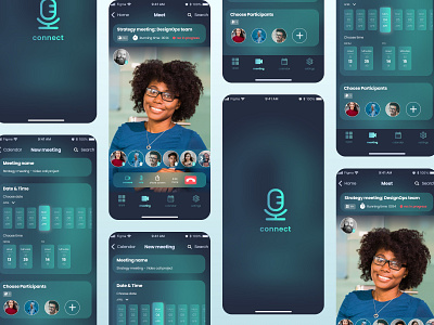 Video Conferencing Web App agenda app design blue conferencing figma glassmorphism gradient ios meeting mobile app product design remote work turquoise ui design ux design video call video conference web app webinar zoom