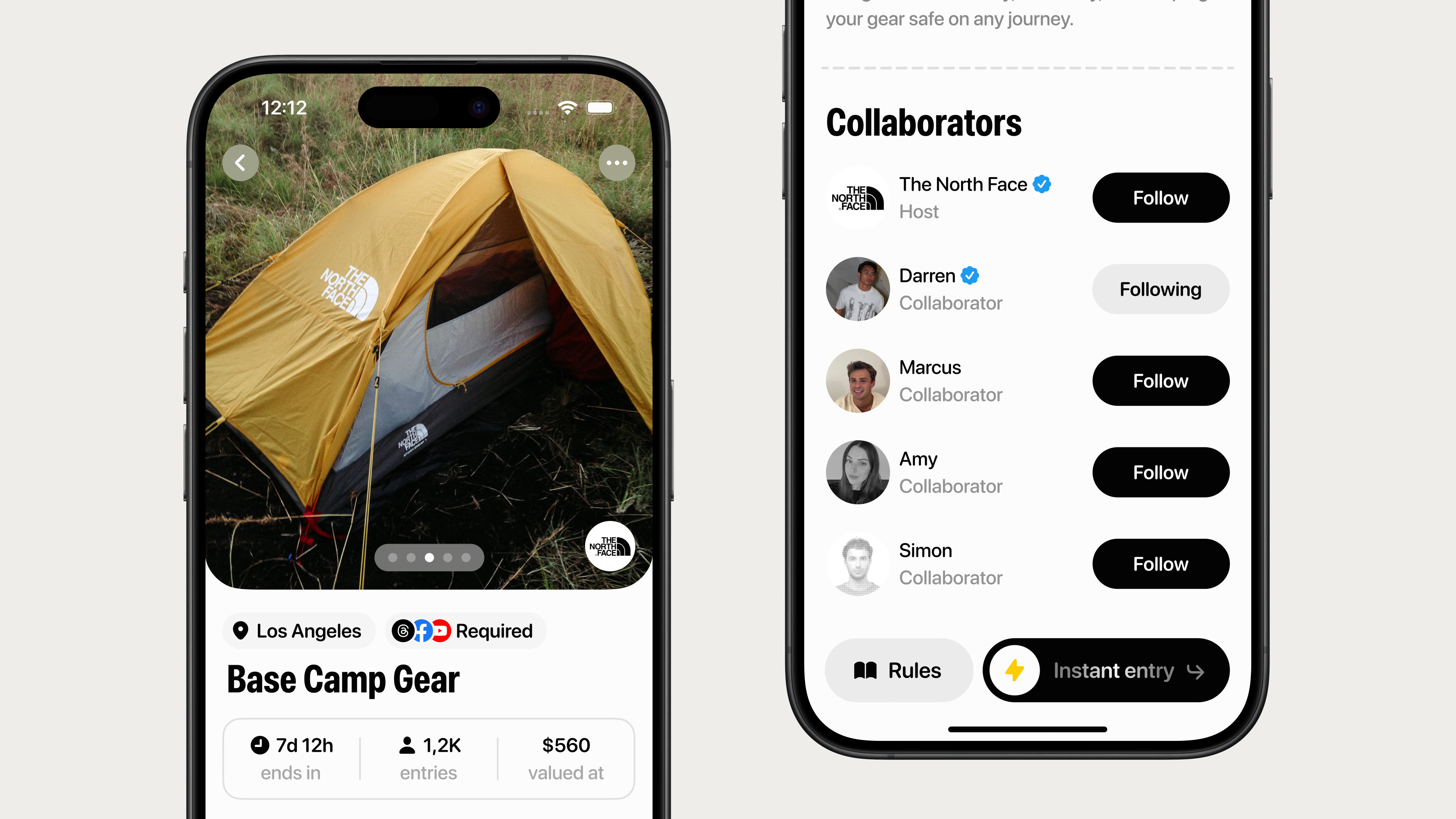 Giveaway Product Screen app brand clean collaborators coundown design followers giveaway image interface minimal product screen social media tag ui ux