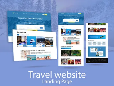 Travel Website Ui Design hero section design landing page design logo travel website design ui design