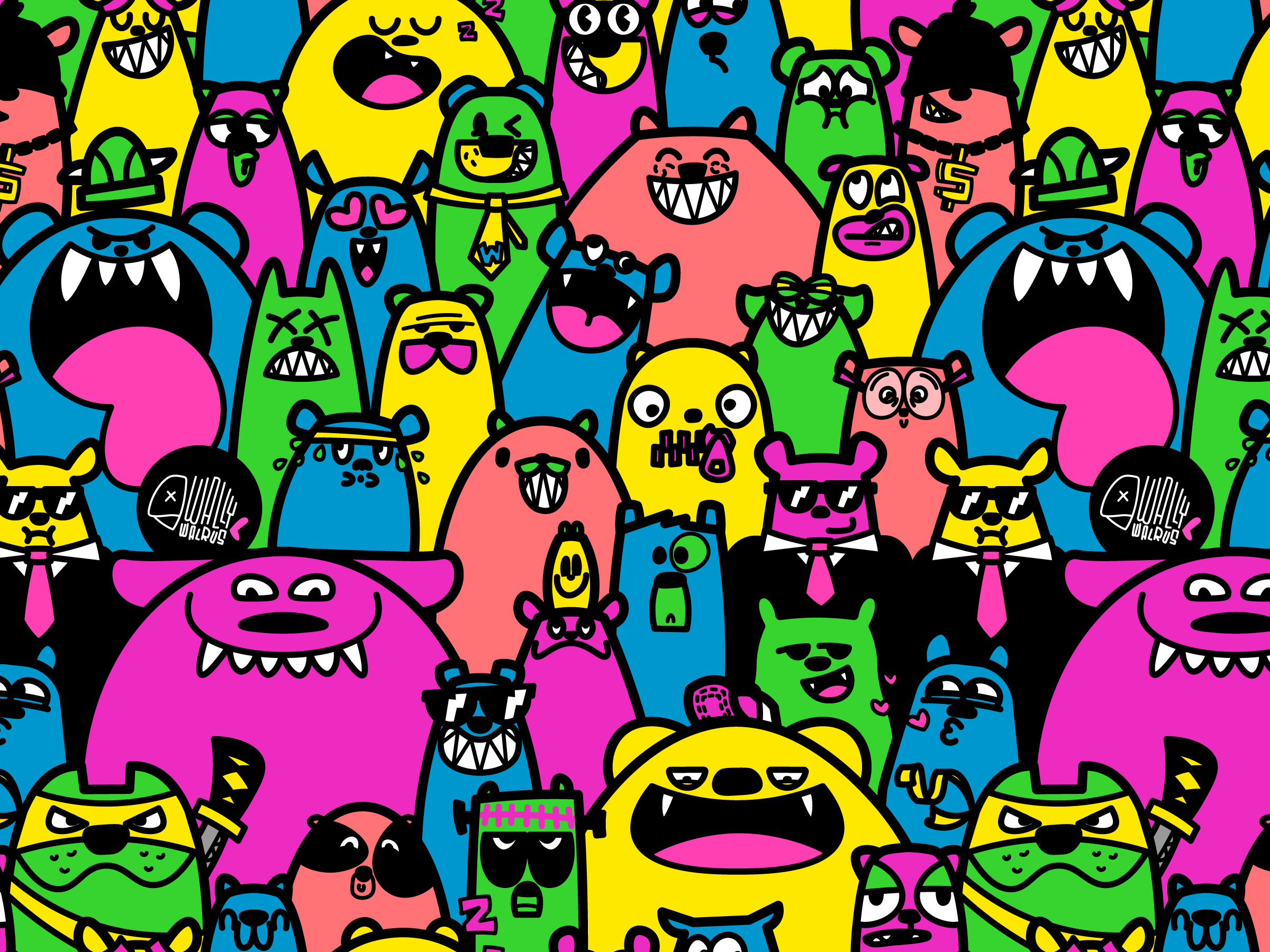 The Bear Affair bear cartoon colorful funny merch pattern silly vector