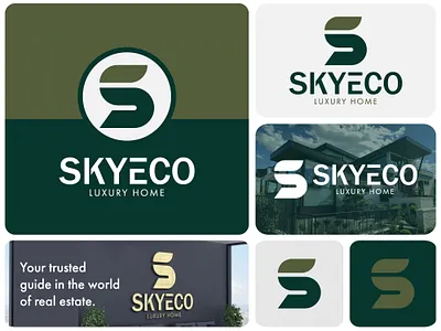 SkyEco Luxury Home Real Estate Logo Branding branding creative design graphic design leaf logo letter s logo logo designs logos modern logo real esatte ui vector