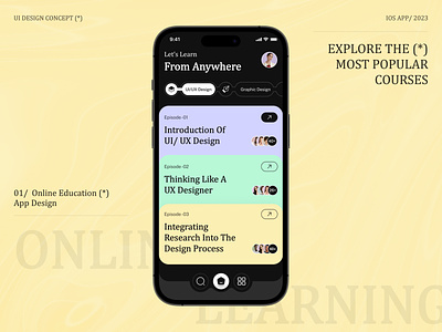 E-learning App app app design app ui college course courses design e learning edtech education learning mobile mobile app online education online learning remote learning school ui ui design