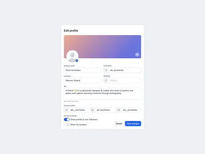 User Profile Settings challenge dailyui design product design profilesettings ui uidesign uiux userexperience