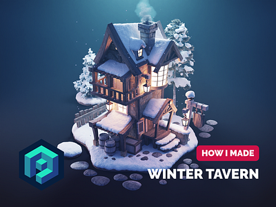 Winter Tavern Tutorial 3d blender building diorama house illustration process render tavern tutorial winter