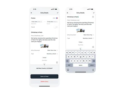 Entry Details clean ui ios travel