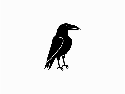 Raven Logo animal bird branding crow design emblem geometric icon illustration logo mark nature raven simple vector