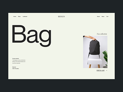 backpack shop branding design grid header minimal shop typography ui ux web