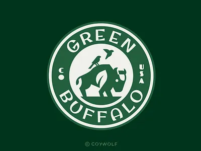 Green Buffalo Logo Patch bird bison branding buffalo bull circle green healthy hemp icon identity illustration leaf logo logodesign logos natural nature patch wellness