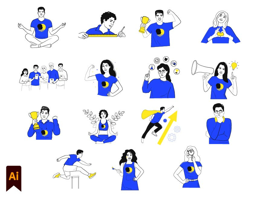 Minimalist Vector Character Illustrations – Modern & Stylish branding graphic design hand draw hand drow startup design. vector web graphics