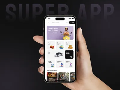 Super App app design business food delivery gojek clone grab clone mobile app mobile app development multi services app startups super app super app development taxi app ui design uiuxdesign