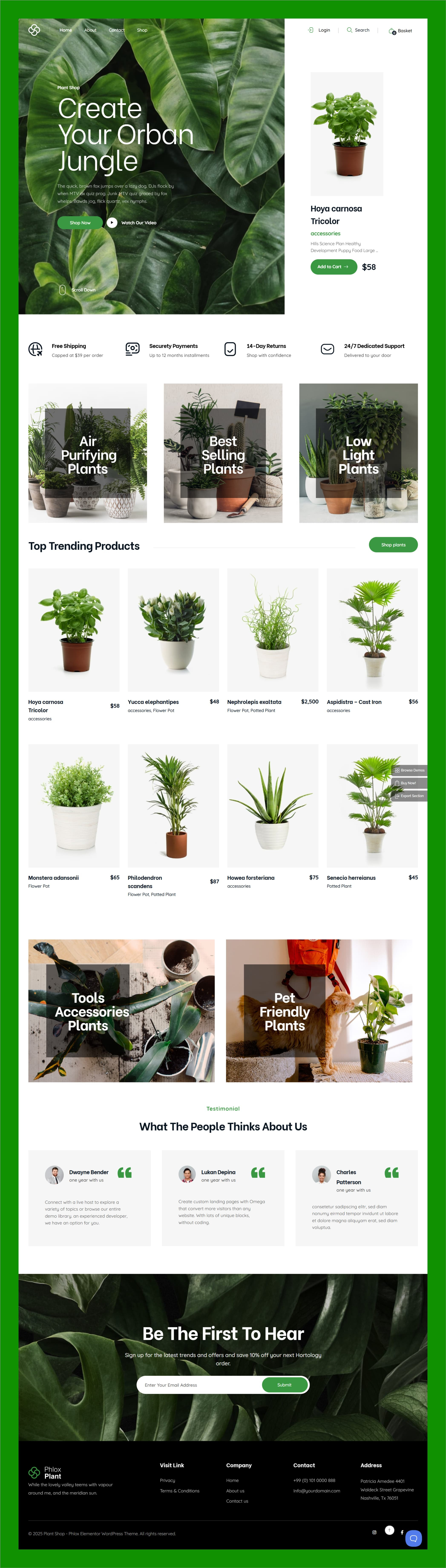 Plant Shop – E-commerce Website e commerce website gardening shop nature inspired design online shopping plant store ui