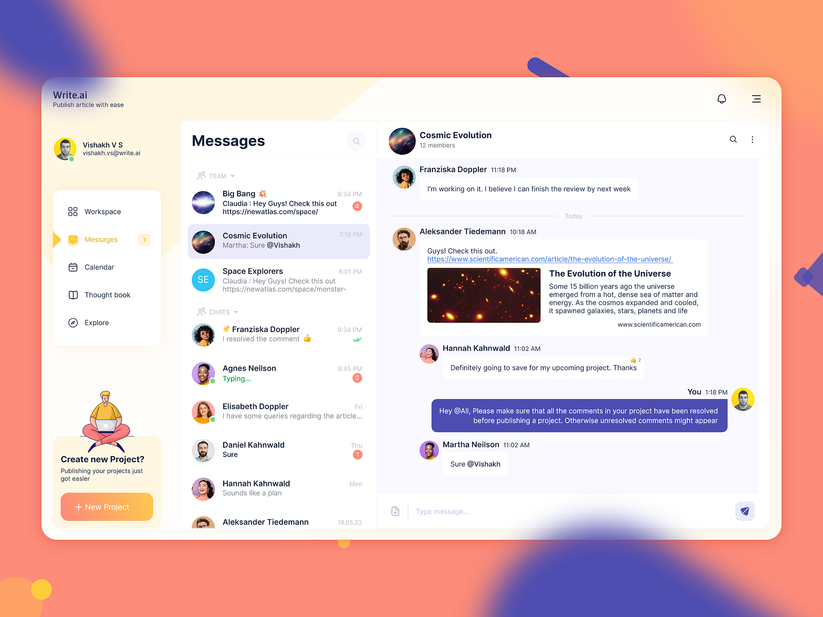 Teams Message UI by Vishakh on Dribbble