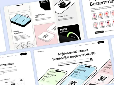 E-sim provider landing page branding illustration logo ui webdesign