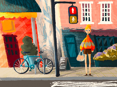 Traffic Light Tension drawing girl illustration procreate street