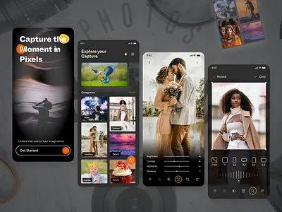 Photo filtration App ai retouching app branding clean design figma photo photography realphoto ui ux