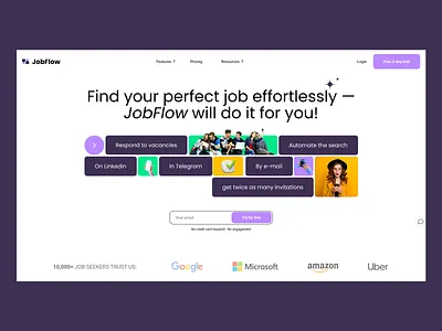Job Search Automation Website Design application tool digital product hiring system intuitive flow job automation job platform job portal job search modern interface professional network recruitment design responsive design typography ui design ui elements user experience ux design ux ui web platform website design