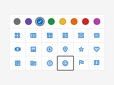 Colour and icon selector colors colours icons product design selector ui