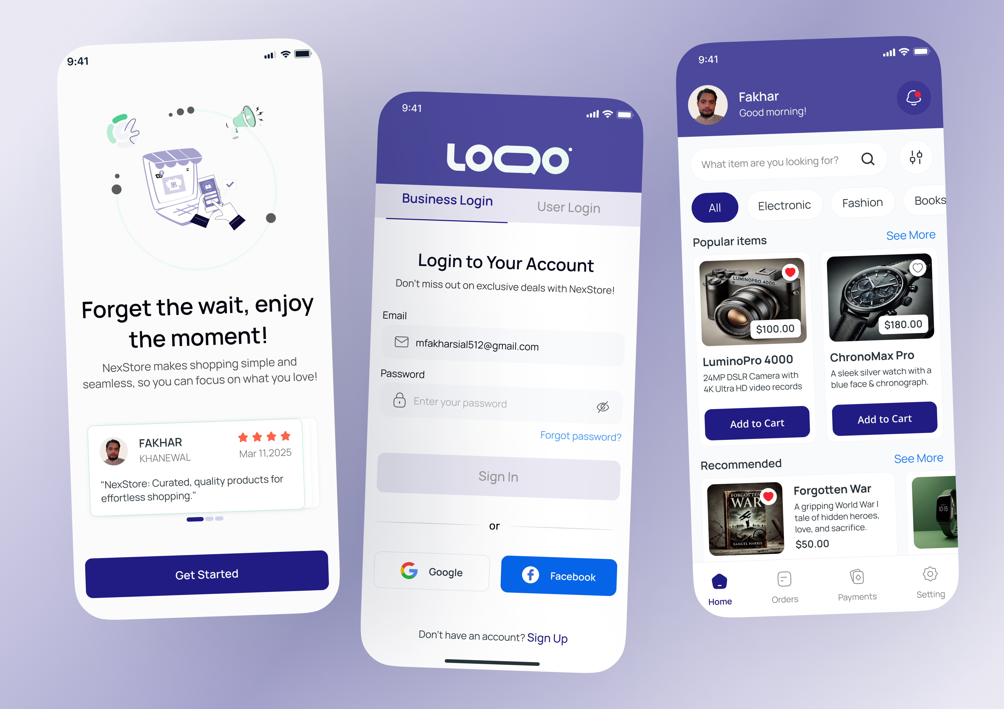 NexStore - Ecommerce App UI Design nexstoredeals.