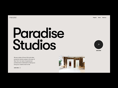 Paradise studios agency branding design film header minimal studio typography ui ux web