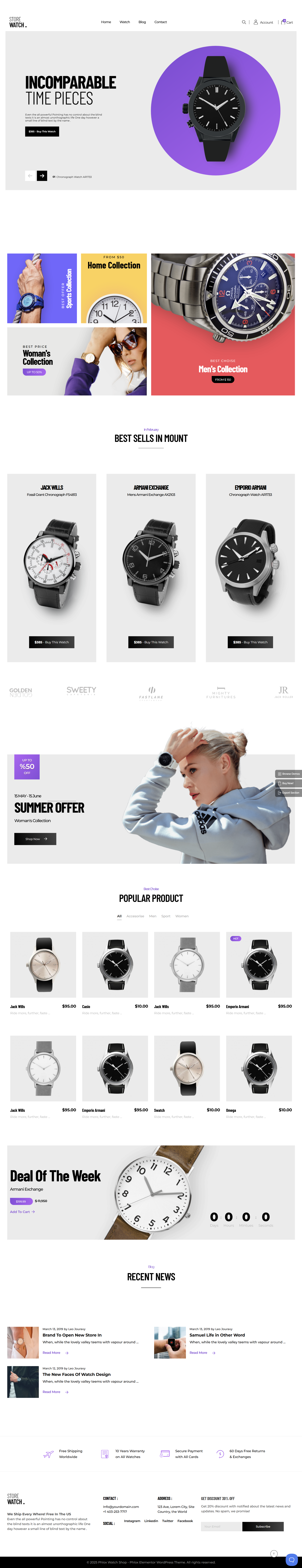 Luxury Watch Store – E-commerce Website e commerce website luxury watches minimalist web design modern ui design online shopping ui watch store