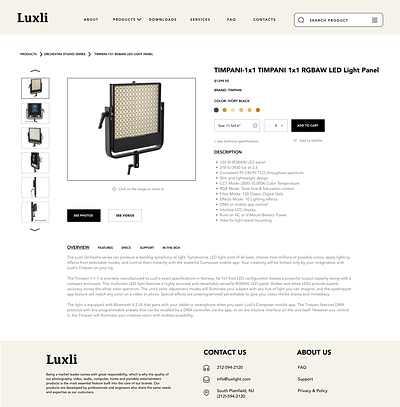 Luxi Light Fixtures Landing Page design ui ux