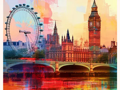 Travel Poster. London ai artist canvas print graphic design illus illustration london poster traver poster wall art