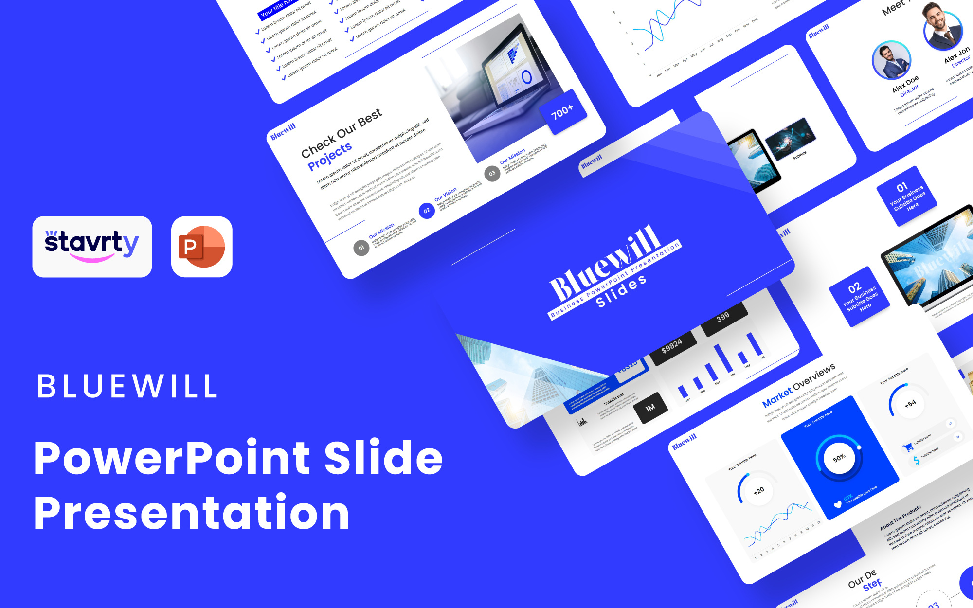 Bluewill - PowerPoint Pitch Deck design brand branding businesses graphic design logo powerpoint saas template ui visual